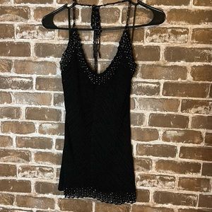 Black crochet beaded halter top